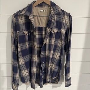 Miss Sixty Blue and Cream Plaid Button Down Shirt